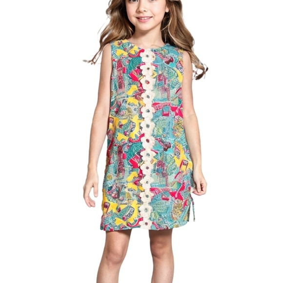 Lilly Pulitzer Shift Dress Sugar Rushin All Over Print Bow Details Cotton Lined - Picture 2 of 16